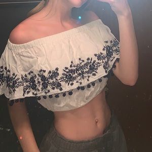 Off-the-shoulder crop top